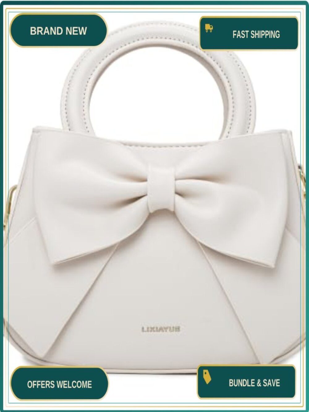Vegan Leather Crossbody Bag Cute Bow Small Purse Mini Handbag